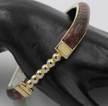 Vintage Signed R Snakeskin Bangle Bracelet - $24.74