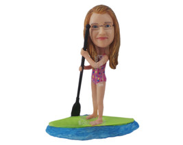 Custom Bobblehead Young Sexy Girl Paddle Boarding On The Lake - Sports &amp; Hobbies - £66.56 GBP