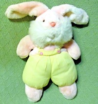 1990 Spearhead Marketing Bunny Pink White Fur Yellow Vintage Plush Bunny Animal - £12.35 GBP