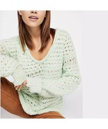 NWT FREE PEOPLE crashing waves loose knit pullover sweater sea mist size... - €48,56 EUR