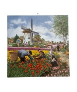 Vintage Netherlands Tulips Dutch Windmill Ceramic Tile 6 x 6 inches - £27.75 GBP