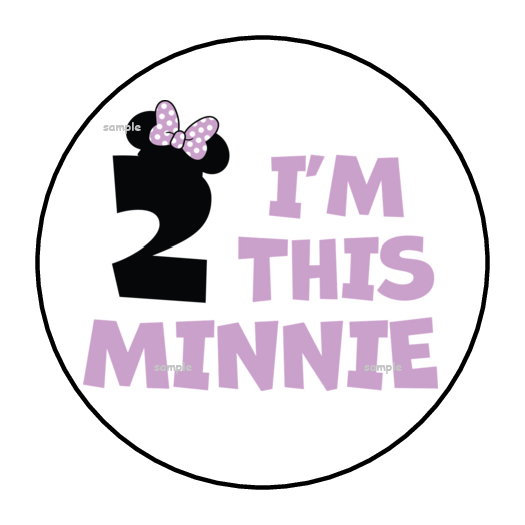 Minnie Mouse I'm This Minnie 2nd Birthday Stickers, Labels, Purple, Favors, 1.5