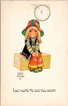 Artist Mabel Lucie Attwell Girl Hippie Wear I Hope to See You Again  Postcard W8 - £13.54 GBP