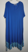LOGO Lori Goldstein XLP Petite Long Jersey Dress Blue Handkerchief Hem P... - £19.65 GBP