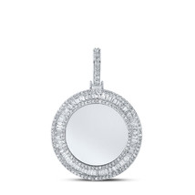 10kt White Gold Mens Baguette Diamond Circle Memory Charm Pendant 1-1/2 Cttw - £1,330.40 GBP
