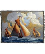 72x54 SEARAM Ship Sailboat Ocean Sea Afghan Throw Blanket - £49.61 GBP