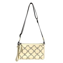 Montana West Crossbody Clutch Tan Genuine Leather Crystals and Studs NEW - £21.57 GBP