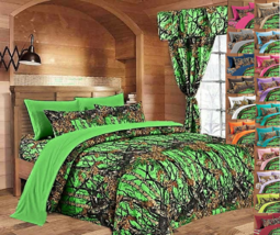 9 Pc Full Size Biohazard Green Camo Comforter, Sheets And Pillowcases!! - £84.40 GBP