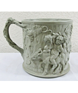 19th Century Minton Mug Silenus and Bacchus Relief Molded Stoneware C 1830 - $395.01
