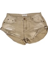 One Teaspoon Khaki Twisted Cuff Button Fly Denim Shorts Size 29 - $108.04 CAD