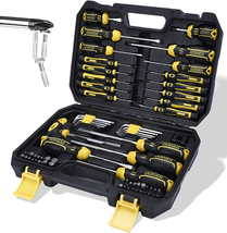 Magnetic Screwdriver Set Slotted/Phillips/Torx 108-Piece Stubby Screwdriver Mini - £31.82 GBP