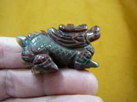 (Y-DRA-CDW-554) little Red winged Chinese Dragon MYTHICAL carving gemstone - $14.01