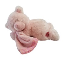 Russ Baby Toy Plush Teddy Bear Pink Musical Brahms Lullaby Laying Down VIDEO - £14.04 GBP