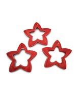 3Pc Handmade Red Ceramic Star For Christmas Tree Decor, Wall Hanging Orn... - £34.76 GBP