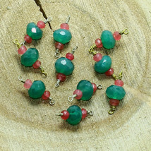 Green Onyx Jade Faceted Rondelle Vermeil Beads Briolette Natural Loose Gemstone - £5.13 GBP