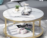 Round Coffee Table 33.5&quot; Coffee Tables For Living Room High Glossy Faux ... - $277.99