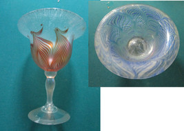 Vandermark Merritt Art Glass Compote - Footed Bowl - Feather Design PICK1 - £85.54 GBP