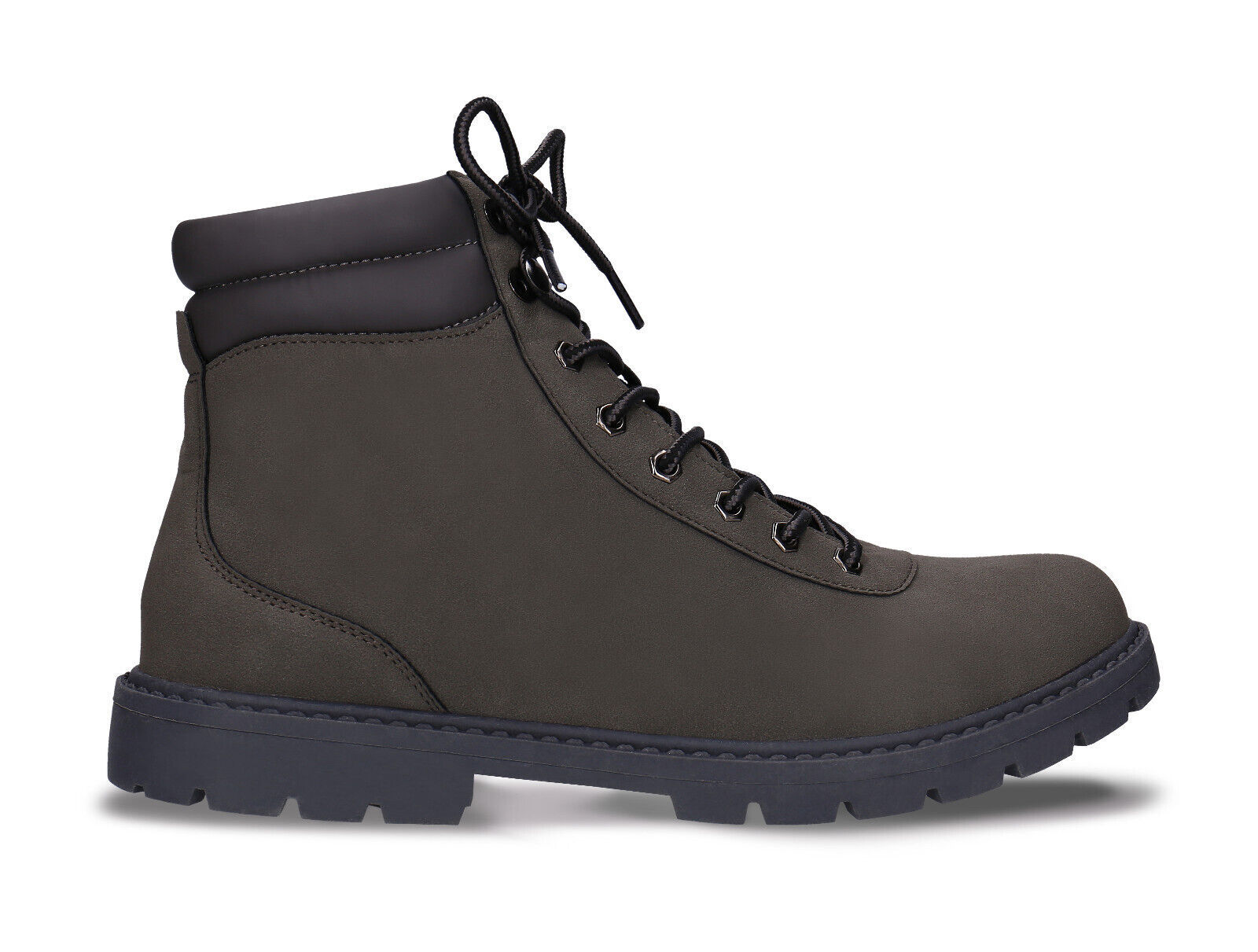 Vegan boots hiking mountain trekking winter ankle collar padded suede-like grey - $145.25
