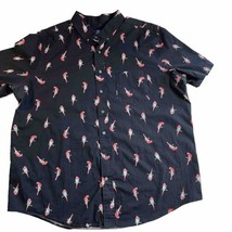 Macaw Parrot Hawaiian George Classic Fit Black Short Sleeve Casual Shirt... - $12.86