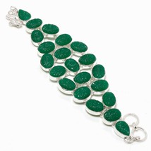 Carved Green Onyx Gemstone Ethnic Christmas Gift Bracelet Jewelry 8-9&quot; SA 786 - £10.38 GBP