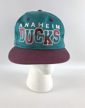 Anaheim Mighty Ducks Snapback Baseball Hat Blue Purple Vintage ANNCO Spell Out - £46.79 GBP