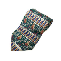 Mallory and Church 100% Imported Silk Green/Blue/Red Geometric Pattern Tie 58&quot; - £15.02 GBP