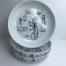 3 Dinner Bowls Pasta Bowls Disney Sketchbook GOOFY New - $33.61
