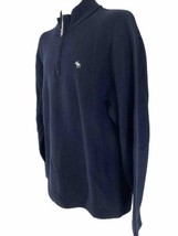 Abercrombie &amp; Fitch Mens XXL Black Waffle Knit Cotton Zip Mock Neck Sweater - £14.79 GBP