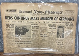1943 Original WW2 Fremont News-Messenger Newspaper WWII Mass Murder Germ... - $39.59