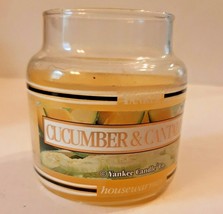 Yankee Candle Black Band 3.7 oz Retired Cucumber &amp; Cantaloupe No Lid Lit Once - £9.58 GBP