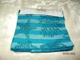 New Coastal Turquoise Blue Valance Curtain 40&quot; X 14&quot; Cotton Sea Coral Starfish - £14.02 GBP