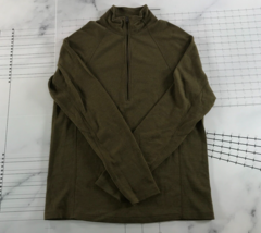 Ibex Sweater Mens Medium Green Long Sleeve Embroidered Logo Half Zip Woo... - £47.34 GBP