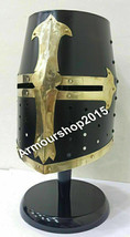 Medievale Knight Armor Crusader Nuovo Templar Casco Elmo Con Mason Ottone Croce - £80.20 GBP
