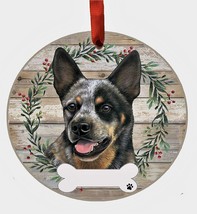 Australian Cattle Dog Wreath Ornament Personalizable Christmas Holiday - £11.44 GBP