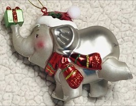 Robert Stanley Christmas Ornament Glass Elephant With Trunk Holding Up P... - £10.88 GBP