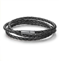 6 Color Wholesale Long Chain Adjustable Magnet Buckle Unisex Leather Bracelets f - £11.30 GBP