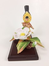 Goldfinch with Flower on Wood Base Vintage 1983 Lefton Porcelain 03997 N... - £14.10 GBP