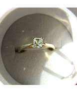 1/4 Carat Princess Cut Square Diamond Solitaire 10K Yellow Gold Size 6.75 Ring - $345.50