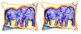 Pair of Betsy Drake Elephants Small Indoor Outdoor Pillows 11X 14 - £55.38 GBP