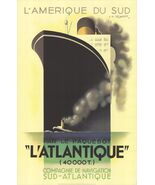 A.M. CASSANDRE L'Atlantique 39.25" x 25.5" Lithograph 1996 Vintage Black... - $382.14