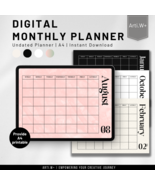 03 Arti.W+｜Undated Monthly Planner A4 (White Background) - £2.35 GBP