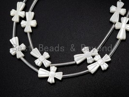 1/15pcs Natural Mother of Pearl beads,10x14mm White Pearl Carved Cross B... - £0.95 GBP+