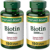 Nature&#39;s Bounty Biotin Softgels, 5000 mcg 150 ea (Pack of 2) - £34.36 GBP