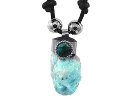 Mia Jewel Shop Natural Raw Rough Healing Gemstone Crystal Pendant Silver Metal C - £13.77 GBP