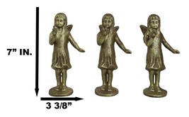 Set Of 3 Cast Iron Rustic Enchanted Fantasy Girl Fairy Pixie With Bird Figurines - £36.76 GBP