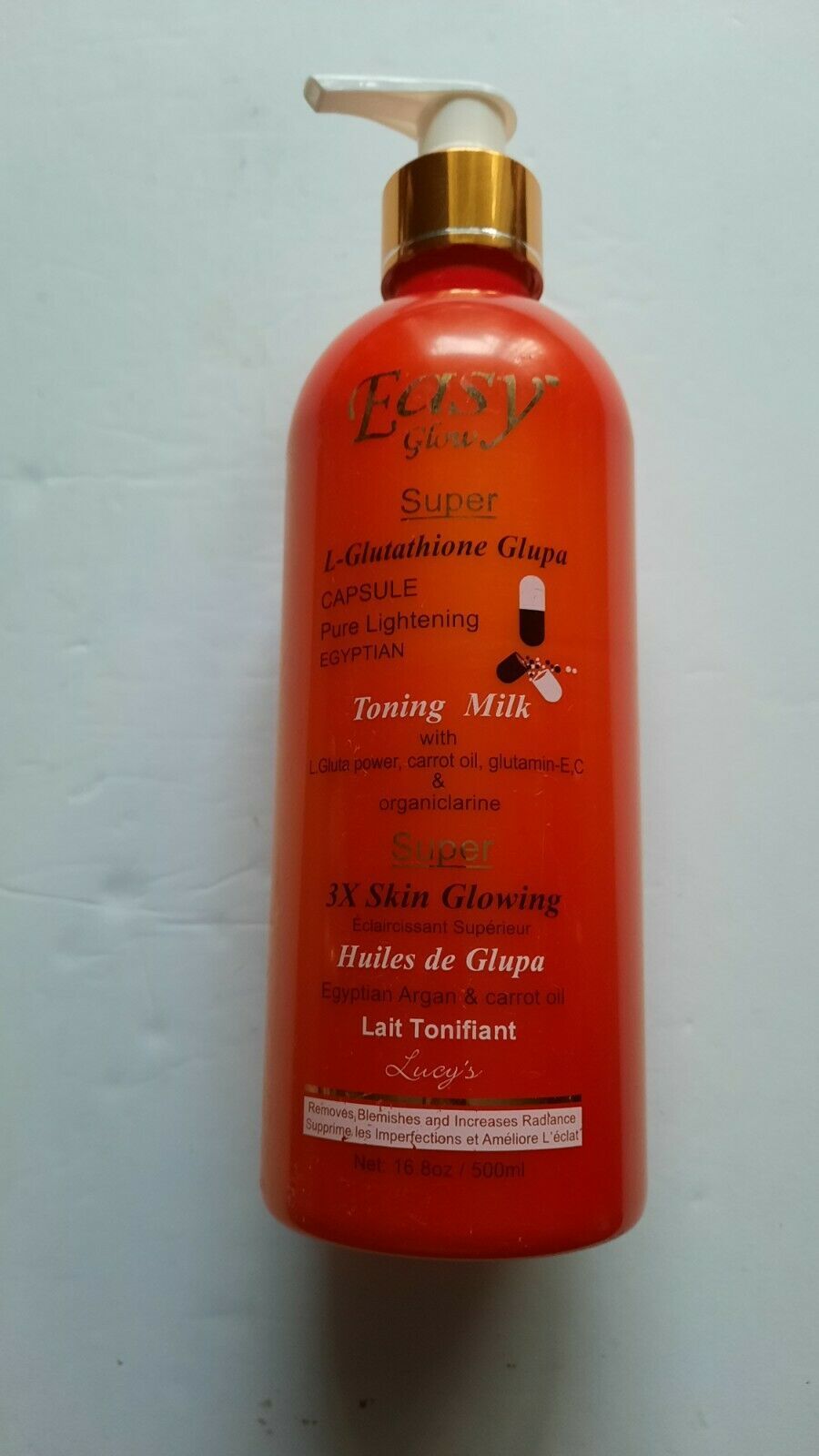 500ml Easy Glow Super L Glutathione Whitening Carrot toning milk 3x skin glowing - $50.00