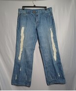Seven7 Jeans Women&#39;s Size 20 Bootcut Distressed Medium Wash Y2K Boho Chi... - $25.73