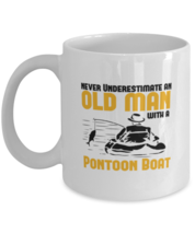 Coffee Mug Funny never underestimate an old man with a pontoon boat  - £11.90 GBP