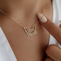 Dog Name Necklace, Personalized Dog Ears Necklace, Custom - £63.14 GBP