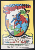 Superman Comics First Issue Cover 1939 Postcard Metropolis Recreation De... - $9.49